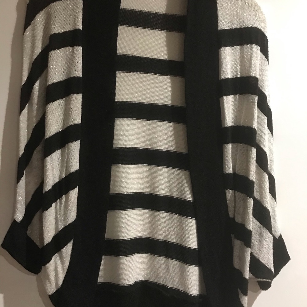 White and Black stripe sparkly cardigan